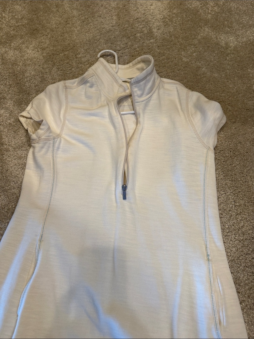 Tommy Bahama size MED Light Cream Short Sleeve Zip-Front Casual Dress - Picture 9 of 9